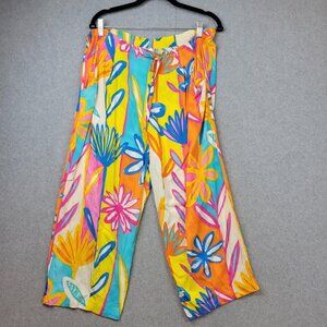 Jams World Pants Womens Medium Floral Rayon Wide Leg Joy Made in Hawaii USA